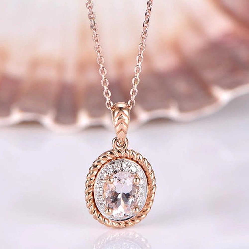💥 Circle Crystal Pure Oval Gems Dainty Pendant Necklaces for Women, EVGG1063
